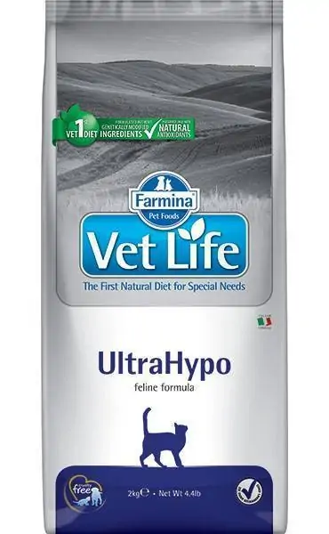 Farmina Vet Life UltraHypo корм для кошек при пищевой аллергии, уп. 2 кг. петдог