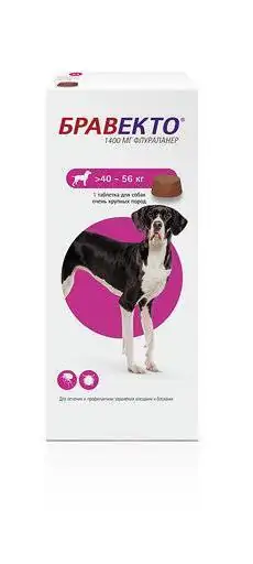 Бравекто для собак весом 40-56 кг. таблетка 1400 мг петдог
