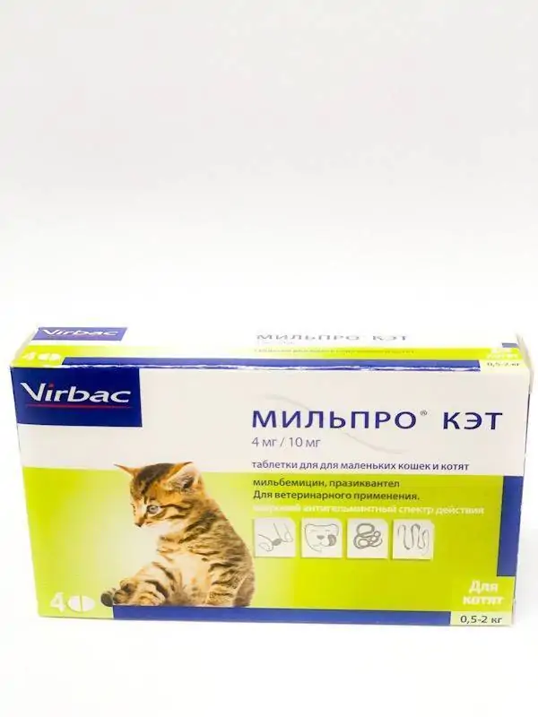 Мильпро Кэт для котят и кошек , уп 4 таблетки петдог