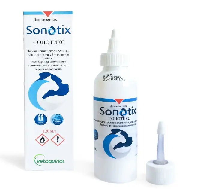 Сонотикс (Sonotix) средство для чистки ушей у кошек и собак, фл 120 мл. петдог