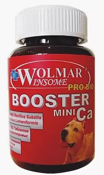 Волмар Бустер  мультикомплекс с кальцием для щенков мелких пород (Wolmar Booster Ca MINI), банка 180 таб. петдог