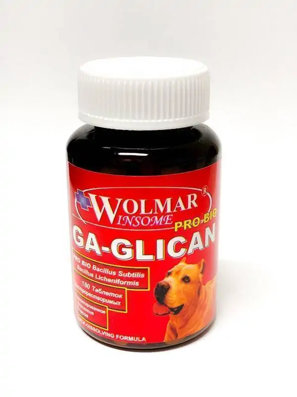 Волмар Га-Гликан хондропротектор для собак (Wolmar  Ga-Glican), банка 180 таб. петдог