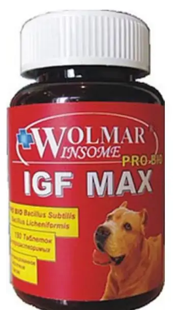 Волмар IGF MAX мультикомплекс для увеличения мышечной массы для щенков и собак крупных пород (Wolmar IGF MAX), банка 180 таб. петдог