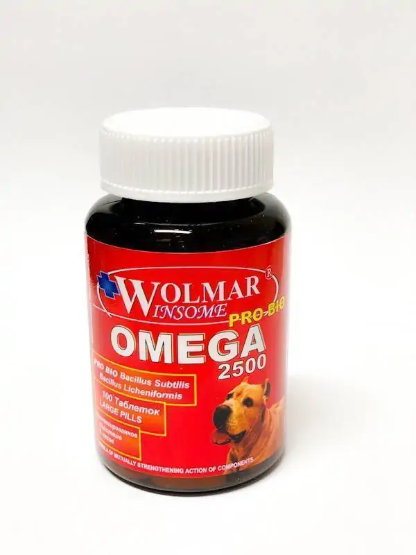 Волмар Омега 2500 для собак средних и крупных пород (Wolmar OMEGA 2500), банка 100 таб петдог