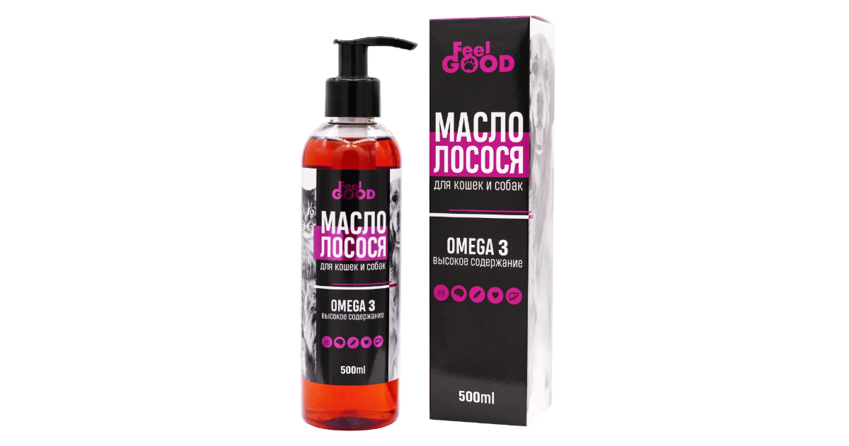 Лососевое масло для кошек и собак, 500мл, FEEL GOOD, 95745 купить в ...