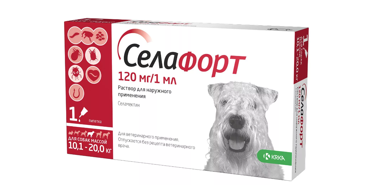 Селафорт 120 мг для собак 10,1-20 кг, 1 пипетка 1мл, 94886 купить в ...