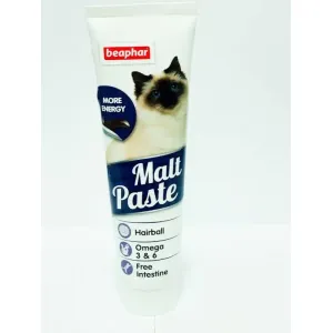 Беафар Мальт-Паста для кошек, очищающая кишечник от комков проглоченной шерсти (Beaphar Malt paste plus Omega 6), уп. 100 г петдог