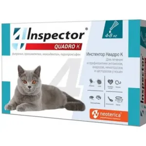 Инспектор Quadro K капли для кошек от 4-8 кг, 1 пипетка петдог