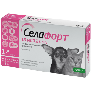 Селафорт капли для котят и щенков от блох и клещей, 15 мг (1 пипетка) петдог